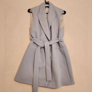 Zara Powder Blue Belted Vest